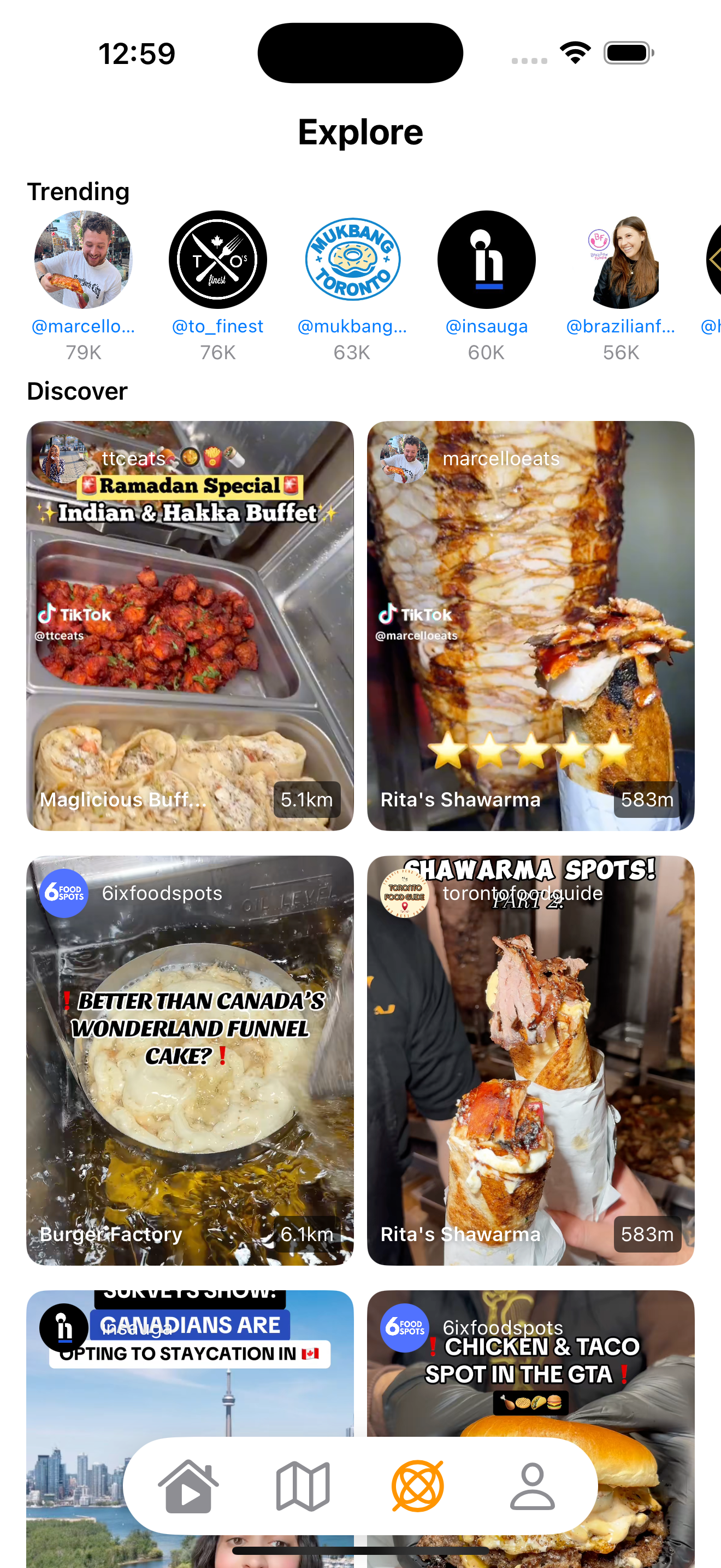 BiteMap explore page