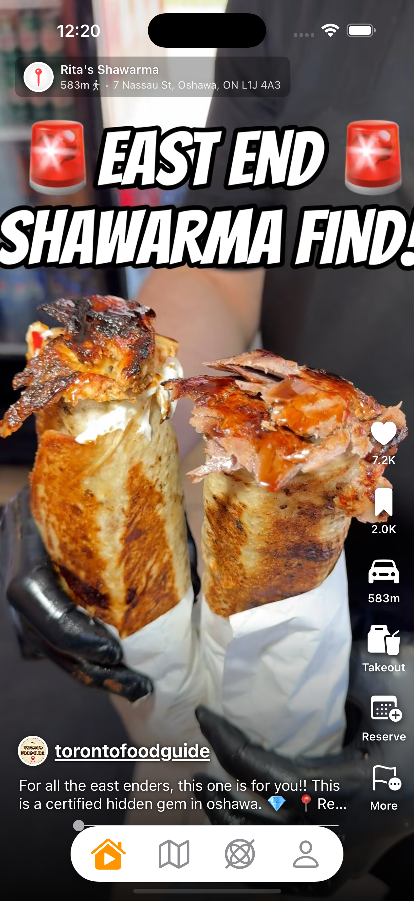 BiteMap video feed showing restaurant reviews